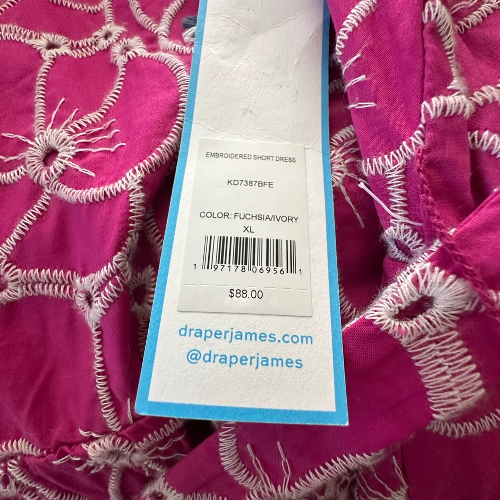 Draper James NWT pink floral lined Dress with necklace/earrings. Size XL - Picture 12 of 13
